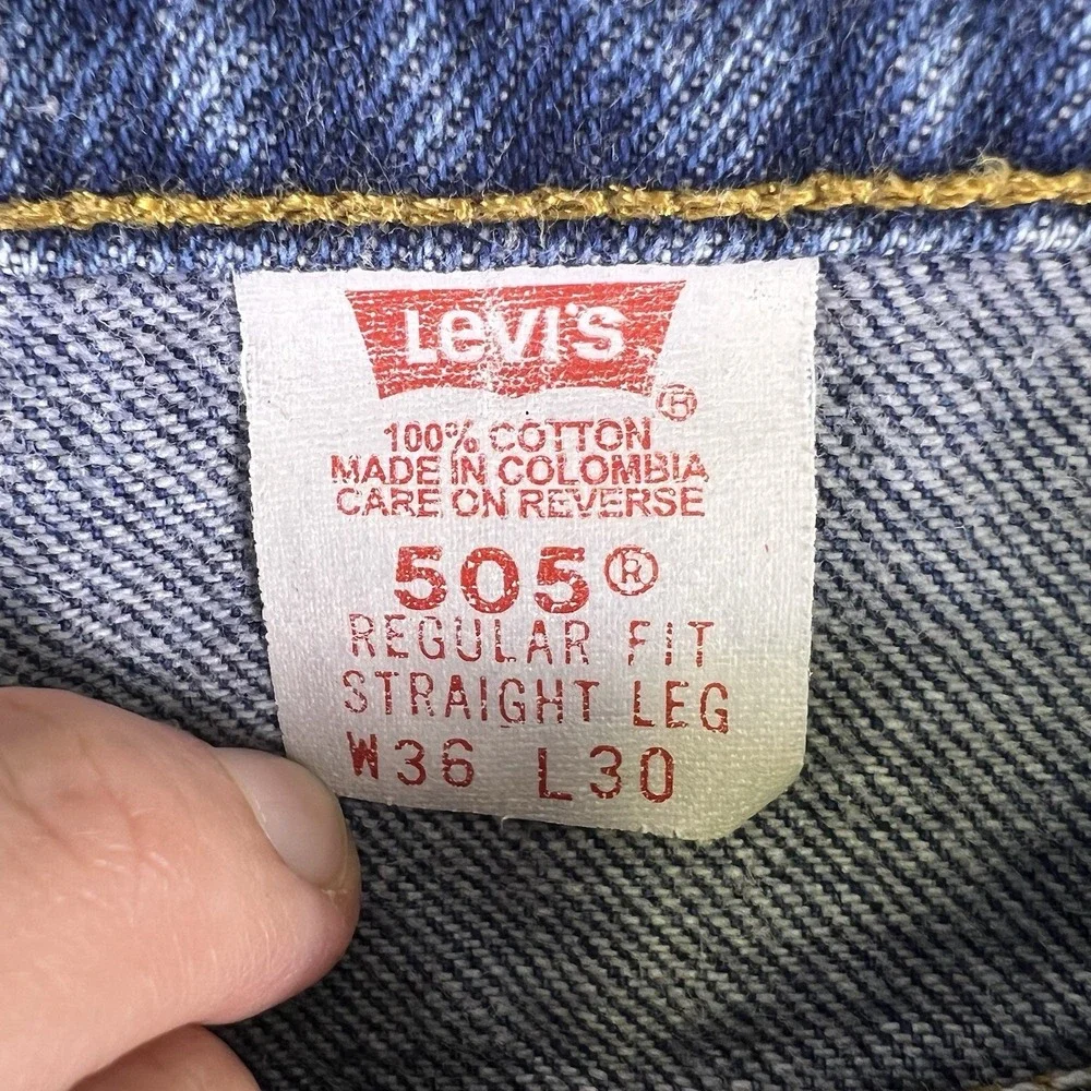 Levi's 505 Regular Fit Straight Leg Jeans Men's 36x30 Blue Denim 100% Cotton Vtg